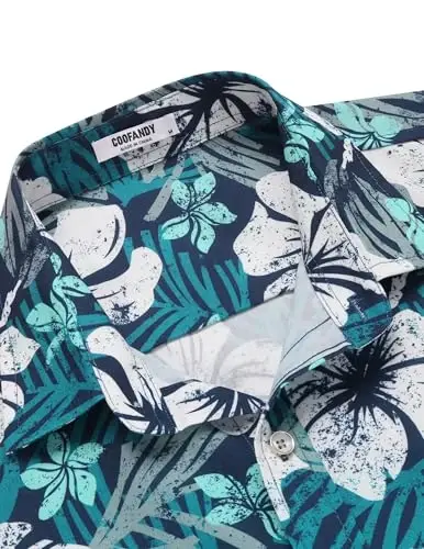 COOFANDY Mens Hawaiian Shirts Short Sleeve Casual Button Down Tropical Beach Shirt - 5