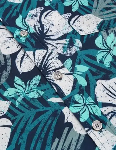 COOFANDY Mens Hawaiian Shirts Short Sleeve Casual Button Down Tropical Beach Shirt - 7