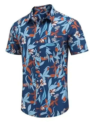 COOFANDY Mens Hawaiian Shirts Short Sleeve Casual Button Down Tropical Beach Shirt - 3