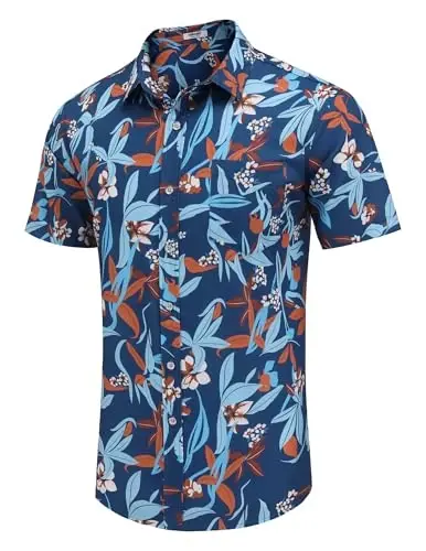 COOFANDY Mens Hawaiian Shirts Short Sleeve Casual Button Down Tropical Beach Shirt - 3