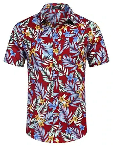 COOFANDY Mens Hawaiian Shirts Short Sleeve Casual Button Down Tropical Beach Shirt - 2