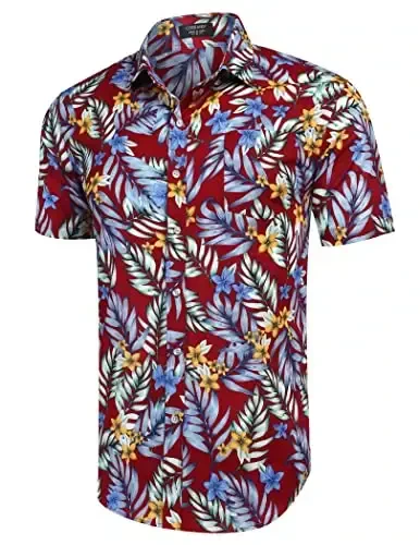 COOFANDY Mens Hawaiian Shirts Short Sleeve Casual Button Down Tropical Beach Shirt - 3