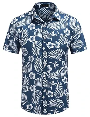 COOFANDY Mens Hawaiian Shirts Short Sleeve Casual Button Down Tropical Beach Shirt - 4