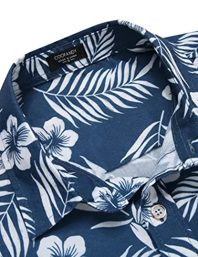 COOFANDY Mens Hawaiian Shirts Short Sleeve Casual Button Down Tropical Beach Shirt - 5