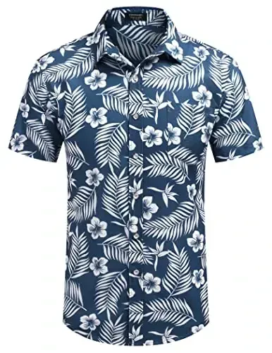 COOFANDY Mens Hawaiian Shirts Short Sleeve Casual Button Down Tropical Beach Shirt - 4