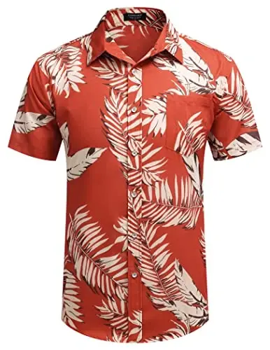 COOFANDY Mens Hawaiian Shirts Short Sleeve Casual Button Down Tropical Beach Shirt - 4