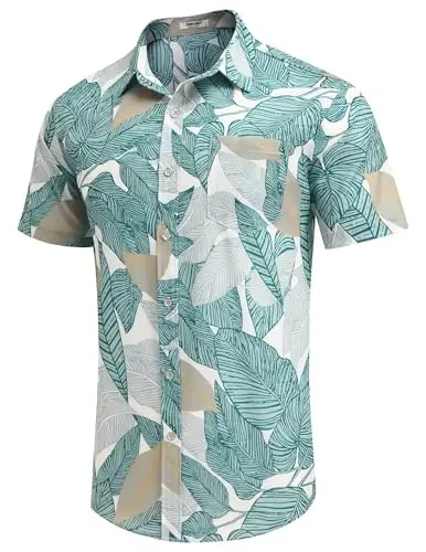 COOFANDY Mens Hawaiian Shirts Short Sleeve Casual Button Down Tropical Beach Shirt - 3