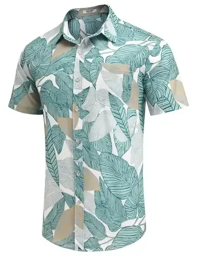 COOFANDY Mens Hawaiian Shirts Short Sleeve Casual Button Down Tropical Beach Shirt - 3