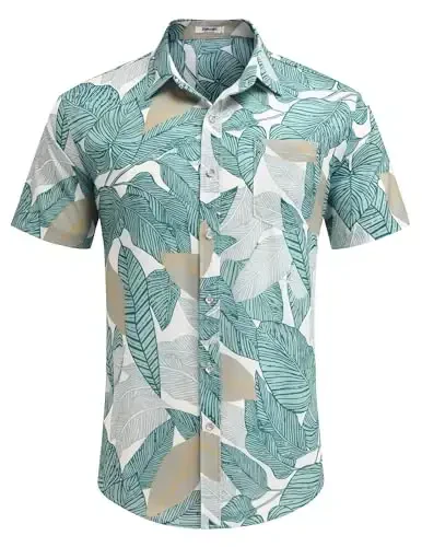 COOFANDY Mens Hawaiian Shirts Short Sleeve Casual Button Down Tropical Beach Shirt - 2