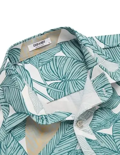 COOFANDY Mens Hawaiian Shirts Short Sleeve Casual Button Down Tropical Beach Shirt - 5