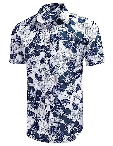 COOFANDY Mens Hawaiian Shirts Short Sleeve Casual Button Down Tropical Beach Shirt - 2