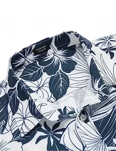 COOFANDY Mens Hawaiian Shirts Short Sleeve Casual Button Down Tropical Beach Shirt - 4