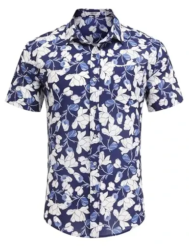 COOFANDY Mens Hawaiian Shirts Short Sleeve Casual Button Down Tropical Beach Shirt - 2