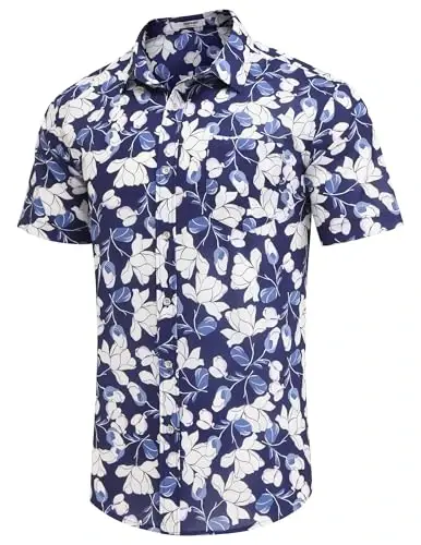 COOFANDY Mens Hawaiian Shirts Short Sleeve Casual Button Down Tropical Beach Shirt - 3