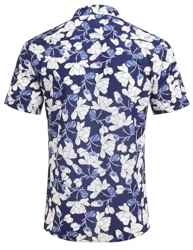 COOFANDY Mens Hawaiian Shirts Short Sleeve Casual Button Down Tropical Beach Shirt - 4