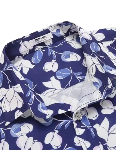 COOFANDY Mens Hawaiian Shirts Short Sleeve Casual Button Down Tropical Beach Shirt - 5