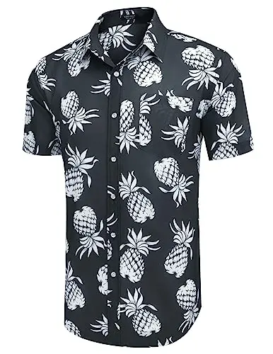 COOFANDY Mens Hawaiian Shirts Short Sleeve Casual Button Down Tropical Beach Shirt - 6
