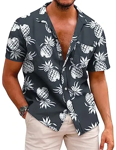 COOFANDY Mens Hawaiian Shirts Short Sleeve Casual Button Down Tropical Beach Shirt - 1