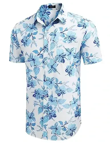 COOFANDY Mens Hawaiian Shirts Short Sleeve Casual Button Down Tropical Beach Shirt - 3