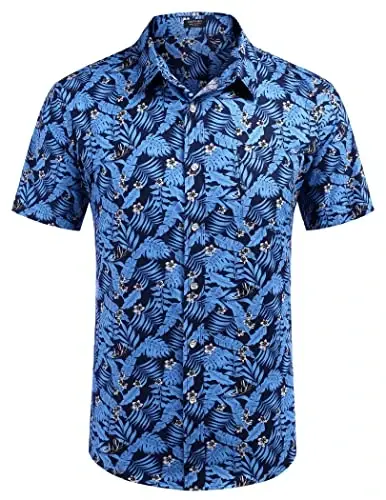 COOFANDY Mens Hawaiian Shirts Short Sleeve Casual Button Down Tropical Beach Shirt - 2