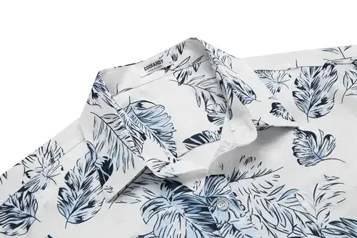 COOFANDY Mens Hawaiian Shirts Short Sleeve Casual Button Down Tropical Beach Shirt - 5
