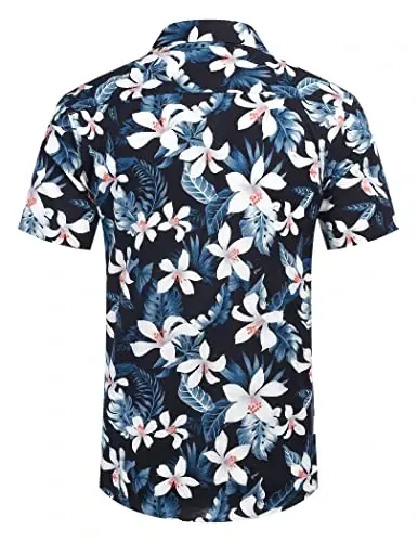 COOFANDY Mens Hawaiian Shirts Short Sleeve Casual Button Down Tropical Beach Shirt - 6
