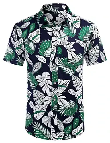 COOFANDY Mens Hawaiian Shirts Short Sleeve Casual Button Down Tropical Beach Shirt - 2
