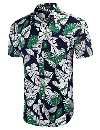 COOFANDY Mens Hawaiian Shirts Short Sleeve Casual Button Down Tropical Beach Shirt - 3