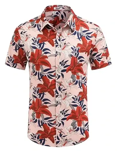 COOFANDY Mens Hawaiian Shirts Short Sleeve Casual Button Down Tropical Beach Shirt - 2