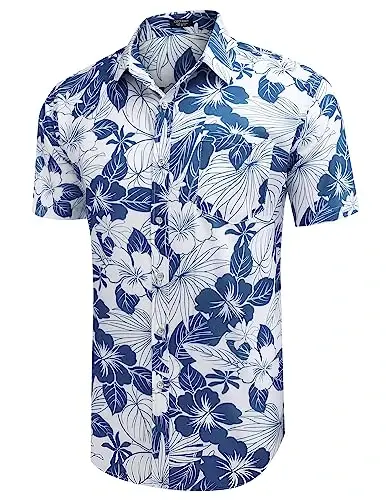 COOFANDY Mens Hawaiian Shirts Short Sleeve Casual Button Down Tropical Beach Shirt - 2