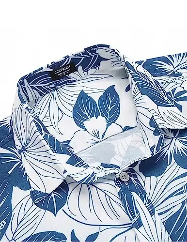COOFANDY Mens Hawaiian Shirts Short Sleeve Casual Button Down Tropical Beach Shirt - 4