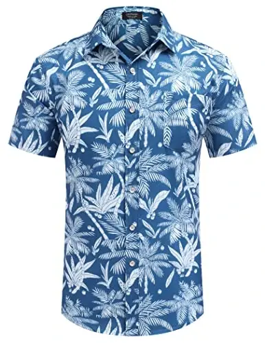 COOFANDY Mens Hawaiian Shirts Short Sleeve Casual Button Down Tropical Beach Shirt - 5