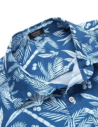 COOFANDY Mens Hawaiian Shirts Short Sleeve Casual Button Down Tropical Beach Shirt - 6