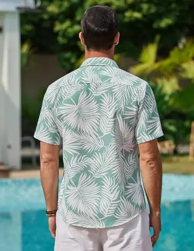 COOFANDY Mens Hawaiian Shirts Short Sleeve Casual Button Down Tropical Beach Shirt - 4