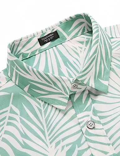 COOFANDY Mens Hawaiian Shirts Short Sleeve Casual Button Down Tropical Beach Shirt - 6
