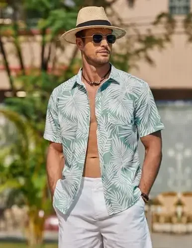 COOFANDY Mens Hawaiian Shirts Short Sleeve Casual Button Down Tropical Beach Shirt - 3