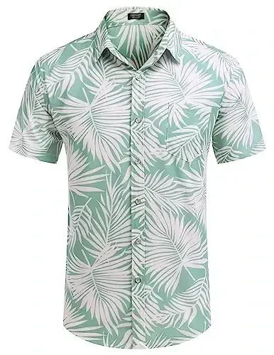 COOFANDY Mens Hawaiian Shirts Short Sleeve Casual Button Down Tropical Beach Shirt - 5