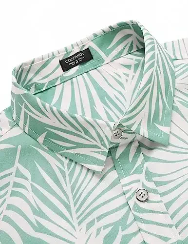 COOFANDY Mens Hawaiian Shirts Short Sleeve Casual Button Down Tropical Beach Shirt - 6