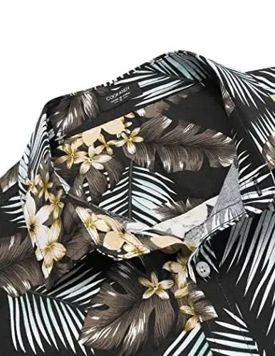 COOFANDY Mens Hawaiian Shirts Short Sleeve Casual Button Down Tropical Beach Shirt - 5