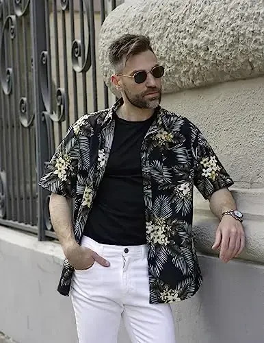 COOFANDY Mens Hawaiian Shirts Short Sleeve Casual Button Down Tropical Beach Shirt - MODAZONE (1)