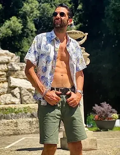 COOFANDY Mens Hawaiian Shirts Short Sleeve Casual Button Down Tropical Beach Shirt - 3