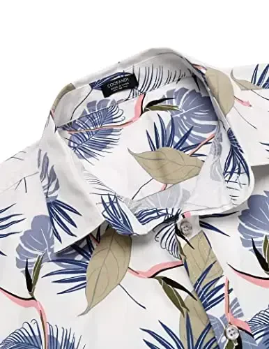 COOFANDY Mens Hawaiian Shirts Short Sleeve Casual Button Down Tropical Beach Shirt - 5