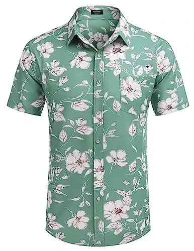 COOFANDY Mens Hawaiian Shirts Short Sleeve Casual Button Down Tropical Beach Shirt - 4