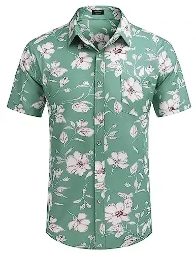 COOFANDY Mens Hawaiian Shirts Short Sleeve Casual Button Down Tropical Beach Shirt - 4