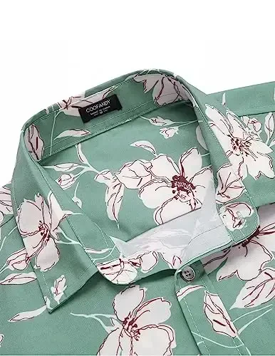 COOFANDY Mens Hawaiian Shirts Short Sleeve Casual Button Down Tropical Beach Shirt - 5