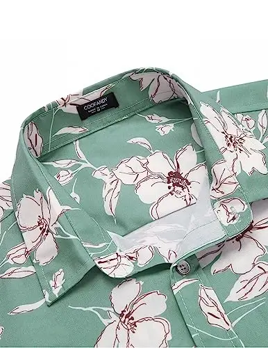 COOFANDY Mens Hawaiian Shirts Short Sleeve Casual Button Down Tropical Beach Shirt - 5