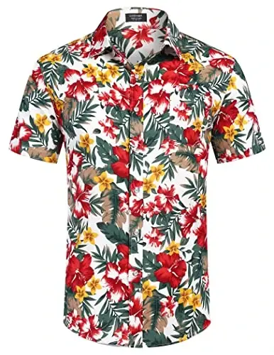 COOFANDY Mens Hawaiian Shirts Short Sleeve Casual Button Down Tropical Beach Shirt - 2