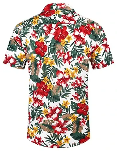 COOFANDY Mens Hawaiian Shirts Short Sleeve Casual Button Down Tropical Beach Shirt - 4