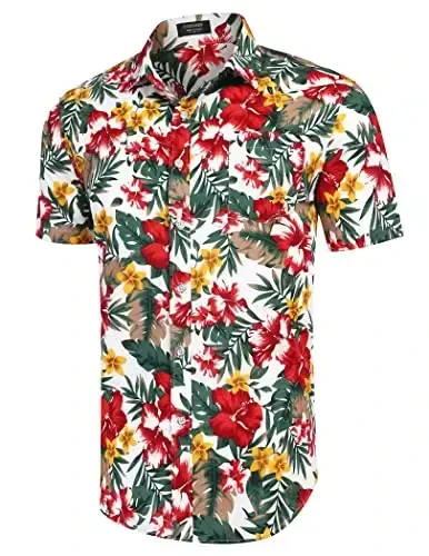 COOFANDY Mens Hawaiian Shirts Short Sleeve Casual Button Down Tropical Beach Shirt - 3