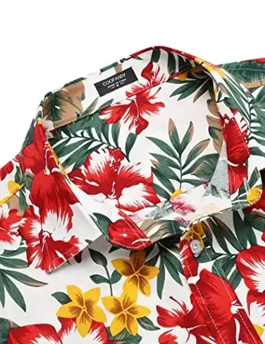 COOFANDY Mens Hawaiian Shirts Short Sleeve Casual Button Down Tropical Beach Shirt - 5